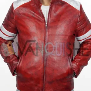 Tyler Durden Fight Club Costume Red Leather Jacket front close