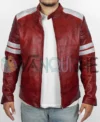 Tyler Durden Fight Club Costume Red Leather Jacket front open