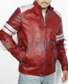 Tyler Durden Fight Club Costume Red Leather Jacket right close