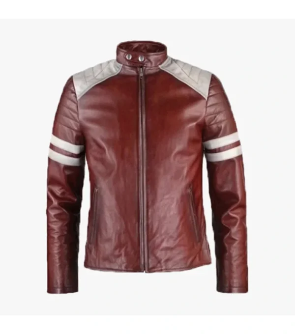 Tyler Durden Fight Club Red Leather Jacket For Sale