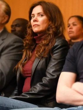 Unforgivable Anna Friel Black Leather Blazer Side