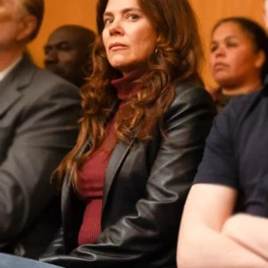 Unforgivable Anna Friel Black Leather Blazer Side