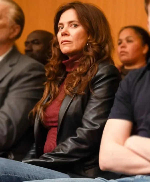 Unforgivable Anna Friel Black Leather Blazer Side