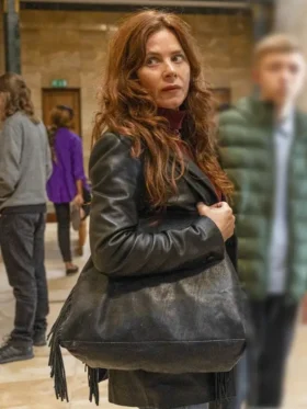 Unforgivable Anna Friel Black Leather Blazer Back