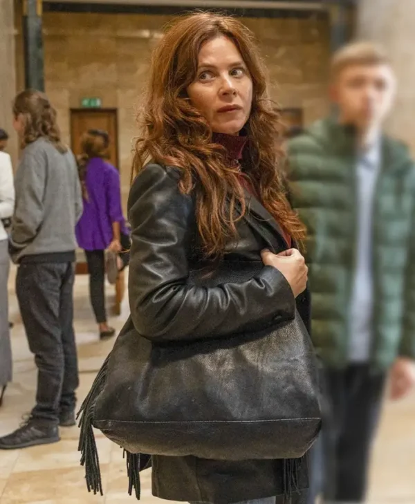 Unforgivable Anna Friel Black Leather Blazer Back
