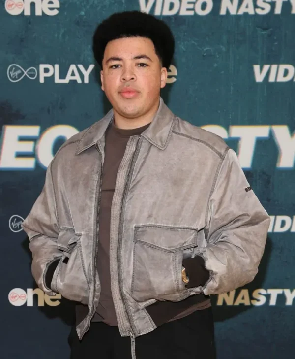 Video Nasty S01 Billy Grey Bomber Jacket Side