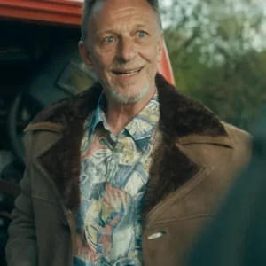 Video Nasty S01 Rory Mullen Brown Leather Coat Side