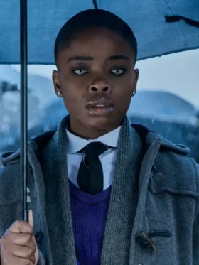 Wednesday S02 Joy Sunday Grey Hooded Coat