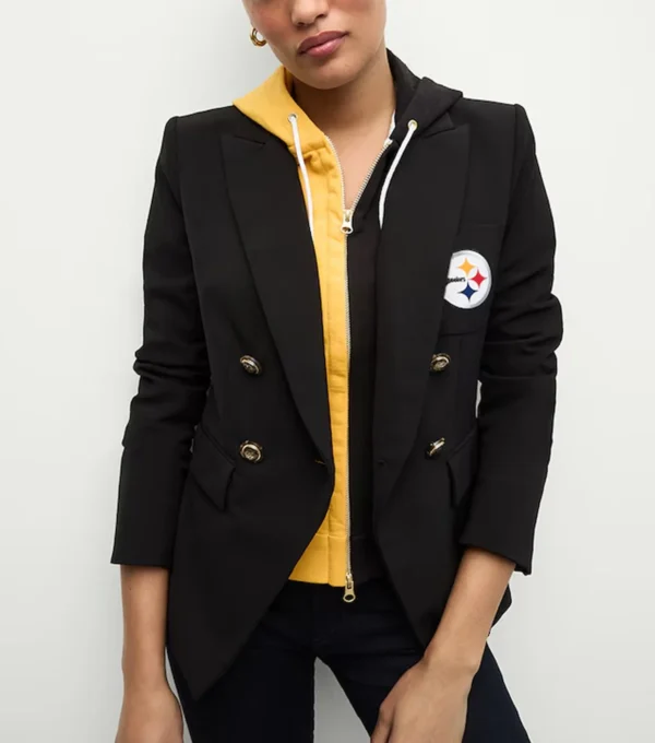 Women Pittsburgh Steelers Black Blazer Front