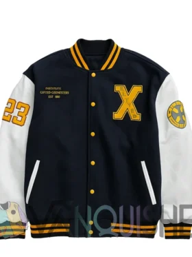 Xavier Institute Black and White Varsity Jacket front