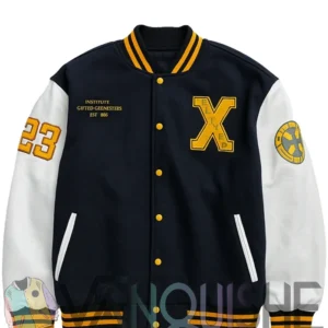 Xavier Institute Black and White Varsity Jacket front