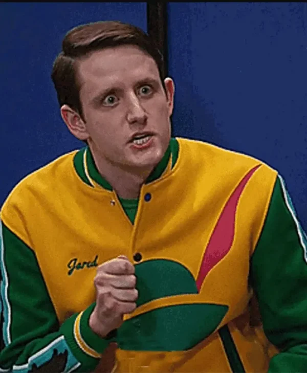 Zach Woods Silicon Valley Pied Piper Letterman Jacket closeup