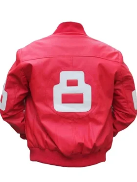 8 Ball Pink Leather Zip-up Bomber Jacket
