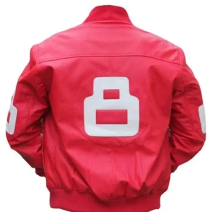 8 Ball Pink Leather Zip-up Bomber Jacket