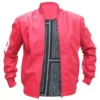 8 Ball Pink Leather Zip-up Bomber Jacket For Sale