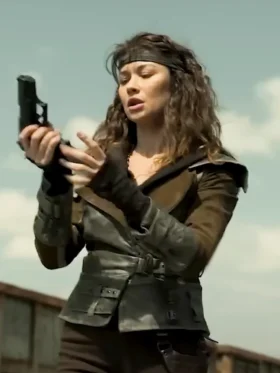 Afterburn Olga Kurylenko Leather Jacket Back