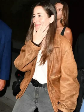 Alana Haim LA 2025 Brown Bomber Leather Jacket