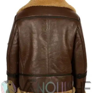Alaric Brown Shearling Leather Aviator Jacket back 1