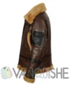 Alaric Brown Shearling Leather Aviator Jacket left