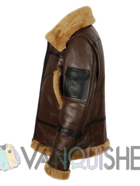 Alaric Brown Shearling Leather Aviator Jacket left