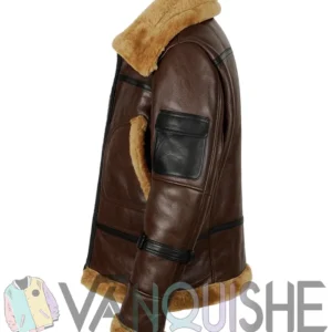 Alaric Brown Shearling Leather Aviator Jacket left