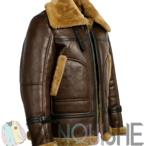 Alaric Brown Shearling Leather Aviator Jacket right