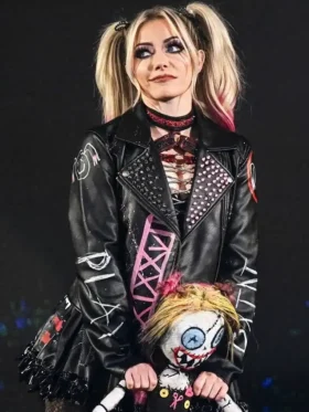 Alexa Bliss Friends 4 Ever Black Leather Jacket Back