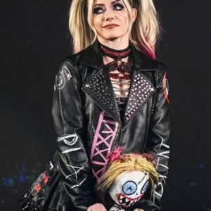 Alexa Bliss Friends 4 Ever Black Leather Jacket Back