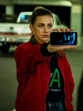 American Sweatshop Lili Reinhart Red Cotton Jacket Side
