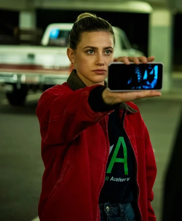 American Sweatshop Lili Reinhart Red Cotton Jacket Side