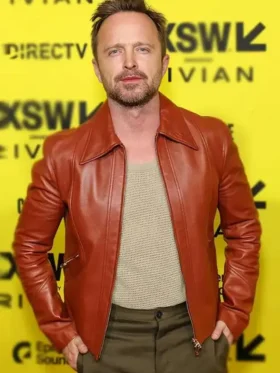 Ash Aaron Paul Brown Leather Jacket Side