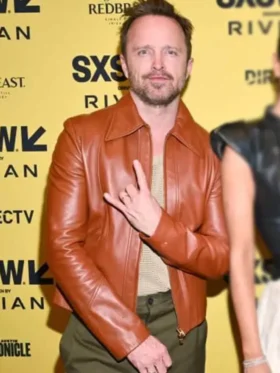 Ash Aaron Paul Brown Leather Jacket