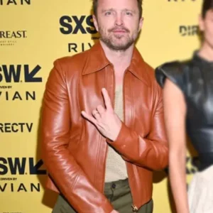 Ash Aaron Paul Brown Leather Jacket