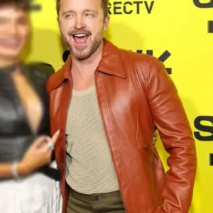Ash Aaron Paul Brown Leather Jacket Front