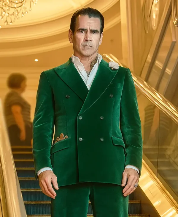 Ballad of a Small Player Colin Farrell Green Blazer Side