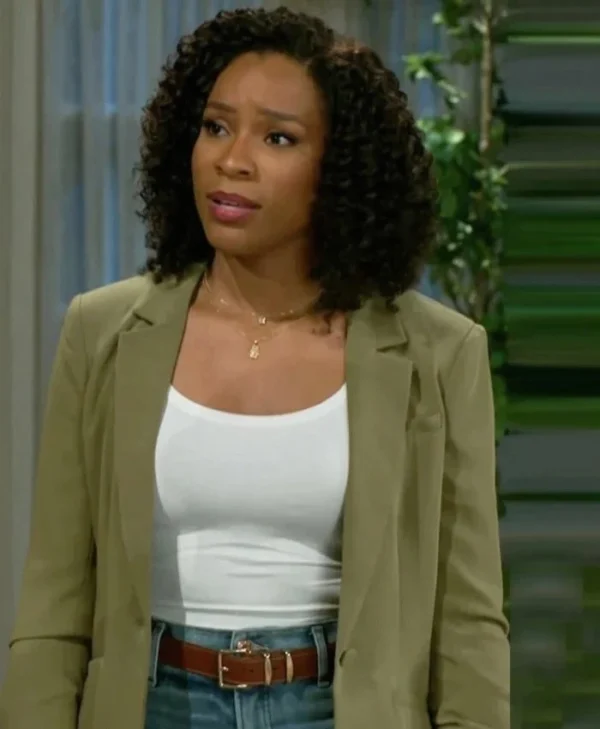 Beyond the Gates S01 Naomi Hamilton Hawthorne Green Blazer Side
