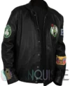 Boston Celtics Black Leather Jacket right