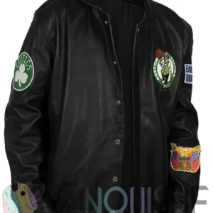 Boston Celtics Black Leather Jacket right