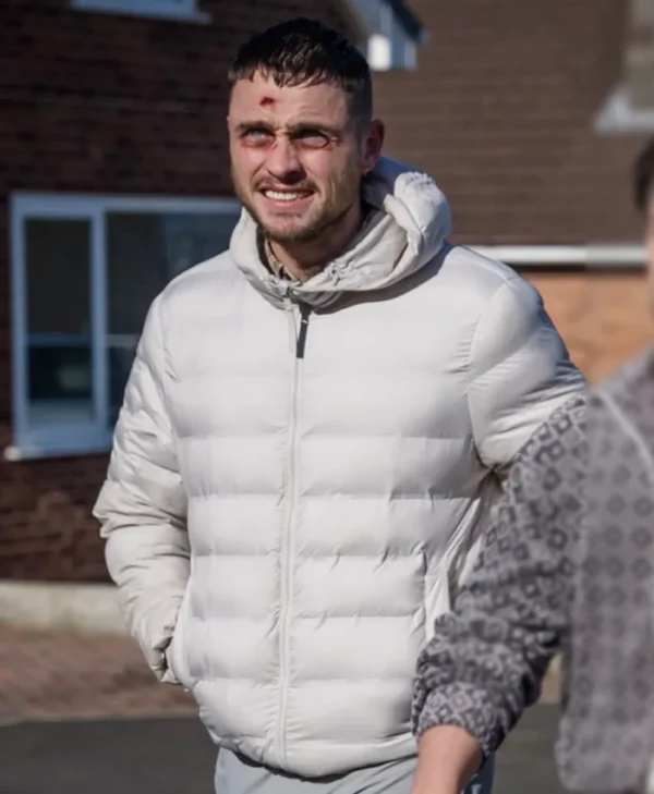 Brassic S07 Joe Gilgun White Puffer Jacket