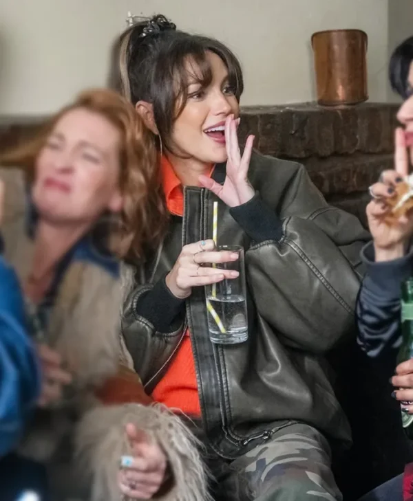 Brassic S07 Michelle Keegan Bomber Leather Jacket Side