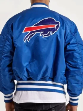 Buffalo Bills Bomber MA-1 Blue Jacket Back