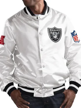 Buy Las Vegas Raiders White Bomber Jacket