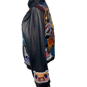 Buy Mega Patchwork Wool Leather Black Jacket