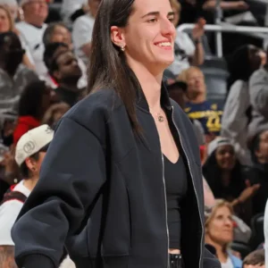 Caitlin Clark Indiana Fever Black Cropped Bomber Jacket