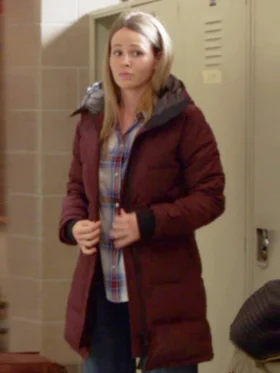 Chicago Fire S13 Jocelyn Hudon Maroon Puffer Coat