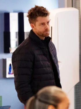 Chicago Med S10 Luke Mitchell Black Puffer Jacket