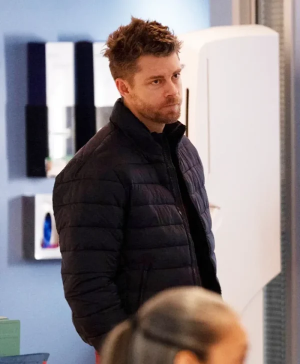 Chicago Med S10 Luke Mitchell Black Puffer Jacket