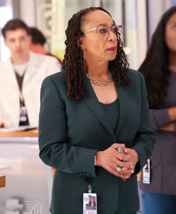 Chicago Med S10 Sharon Goodwin Green Blazer Side