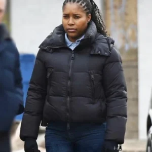 Chicago PD S12 Toya Turner Black Puffer Hooded Jacket