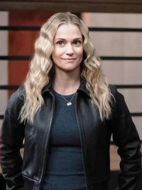 Criminal Minds Evolution S18 A.J. Cook Bomber Leather Jacket Side